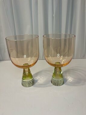 Anthropologie Peach and Lime Glass Goblets - Set of 2